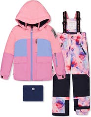 Deux par Deux Play Colorblock Jacket & Floral Pants Two Piece Snowsuit