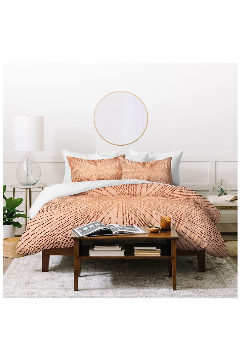 Iveta Abolina Copper Leaf Duvet Cover & Sham Set, Main, color, PINK
