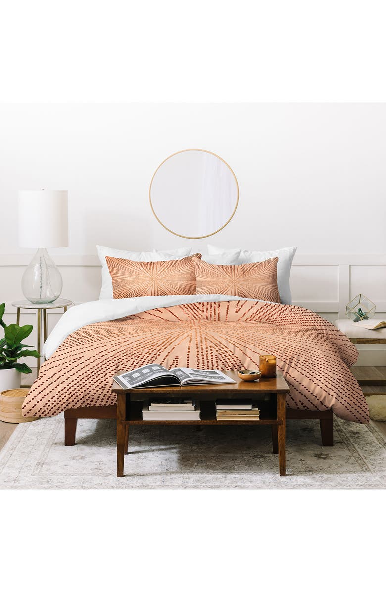 Deny Designs Iveta Abolina Copper Leaf Duvet Cover & Sham Set, Main, color,