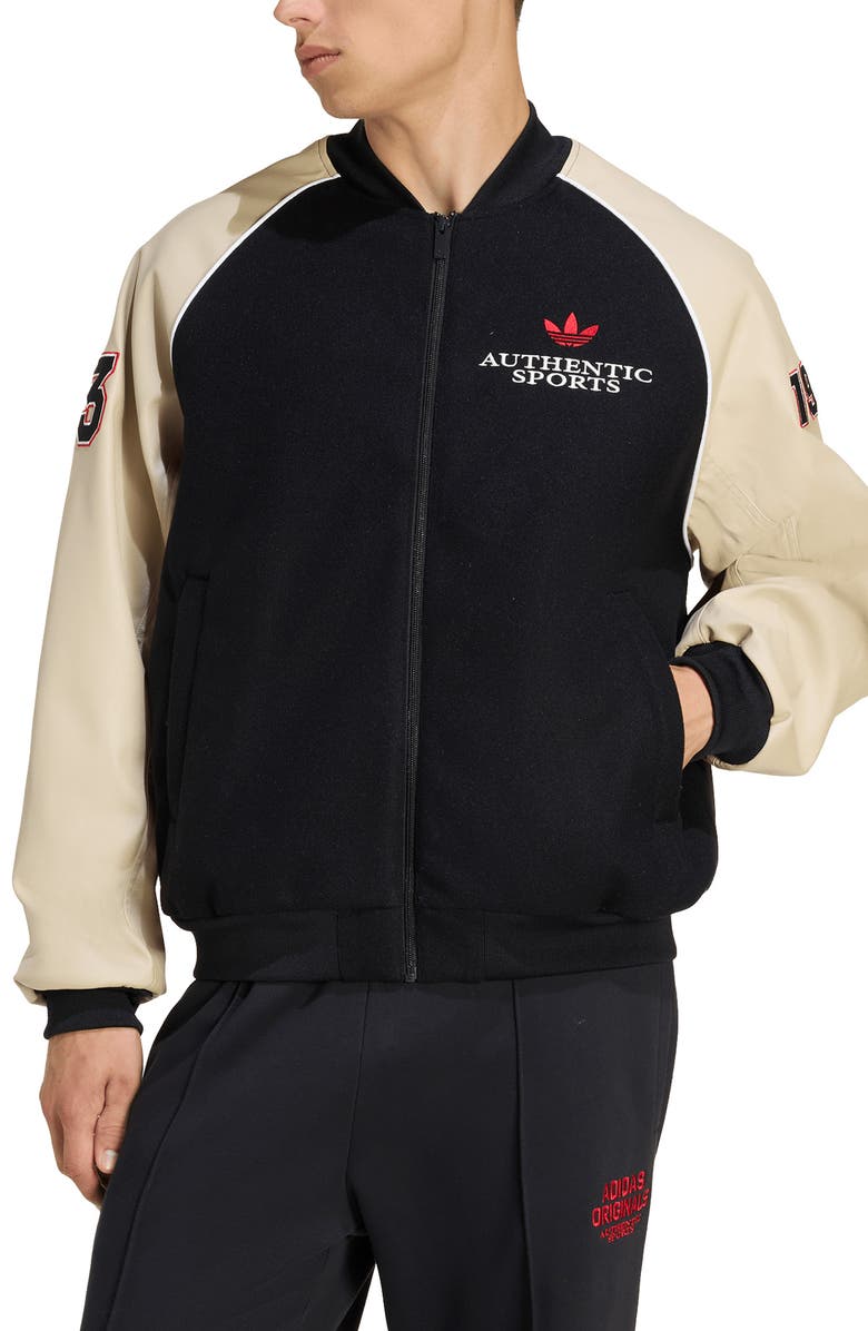 adidas SST Jacket, Main, color, Black/ Stone Khaki/