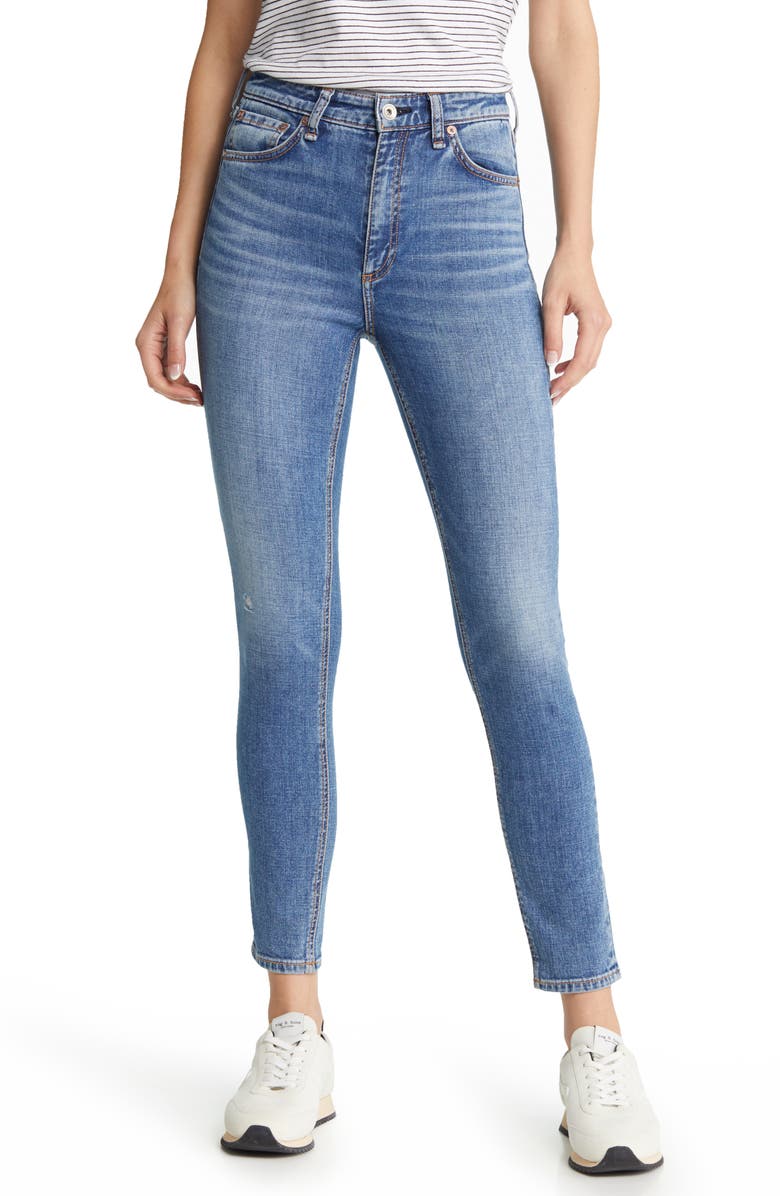 rag & bone Nina High Waist Raw Hem Ankle Flare Jeans in Naturalecr , Size 23 main image 0