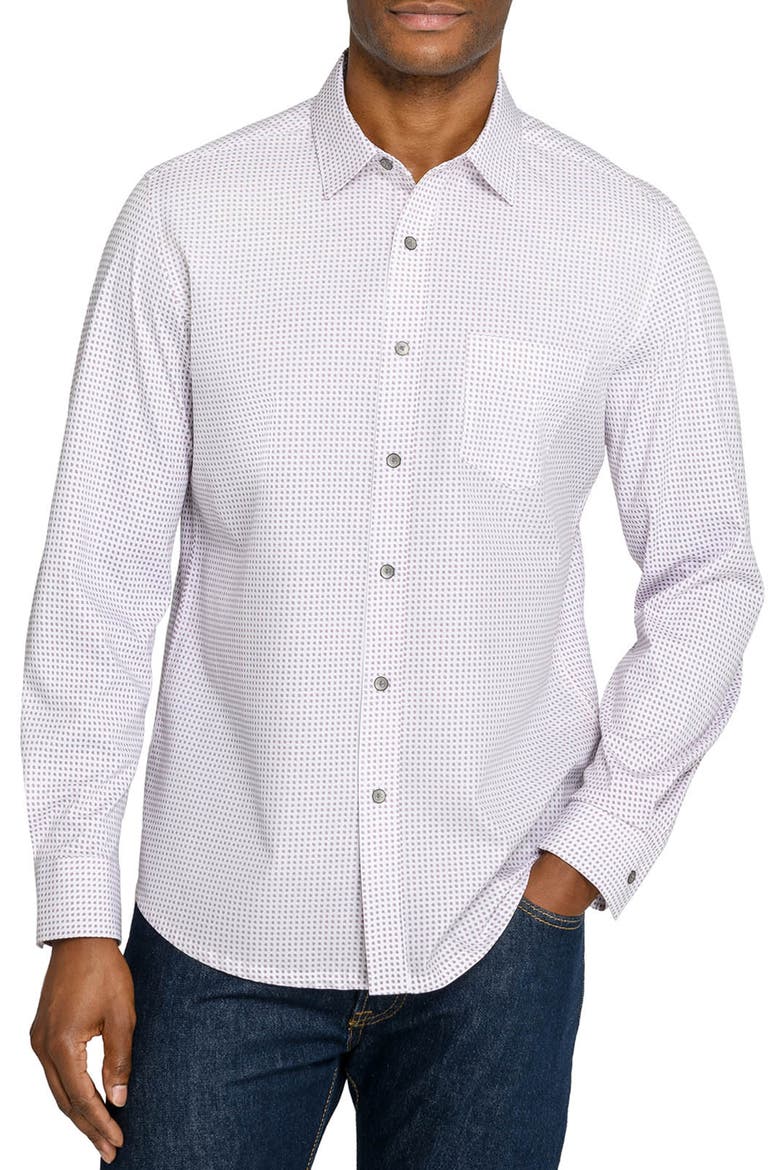 Abstract Dot Cotton Shirt, Alternate, color, WHITE/ WINE