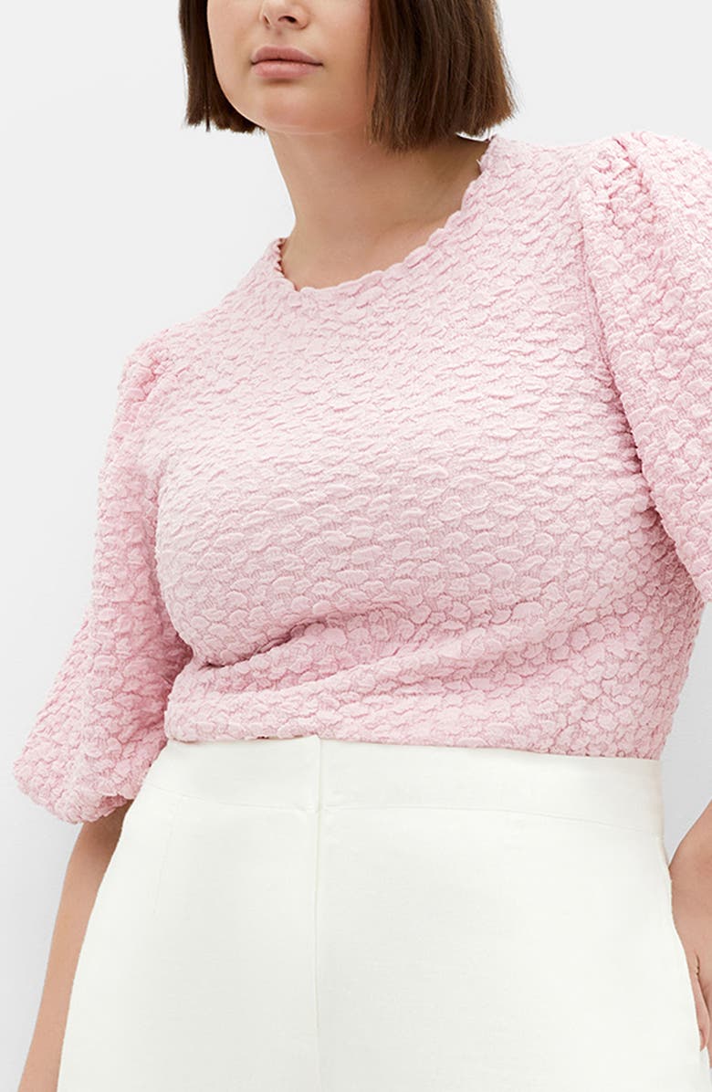 City Chic Chrissie Balloon Sleeve Textured Top, Main, color, Pout