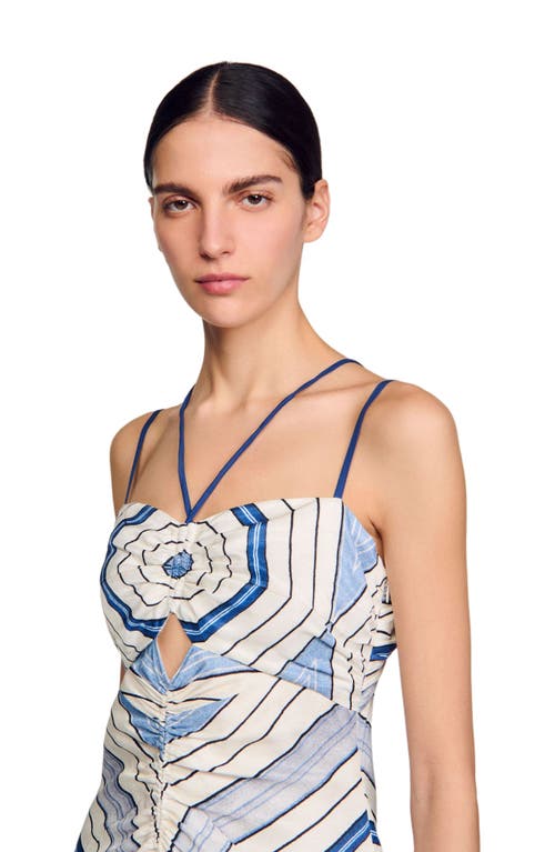Sandro Spiral Motif Maxi Dress In Multi