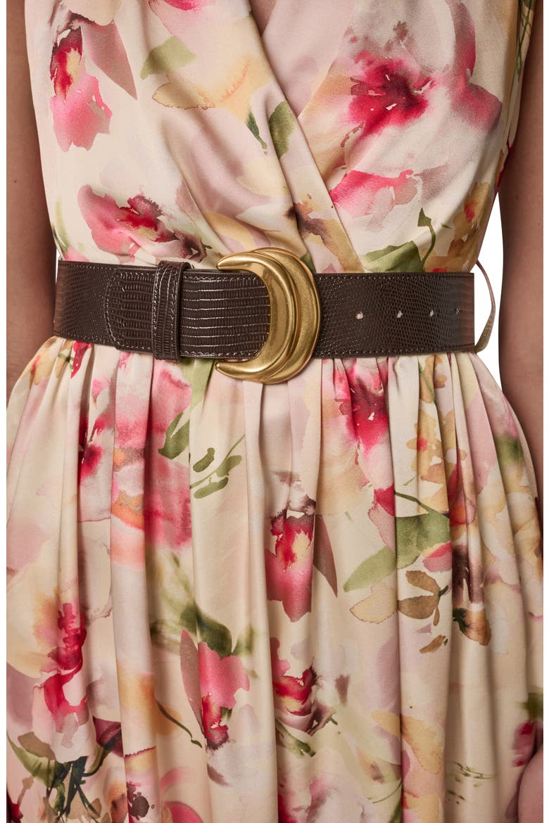 Floral Print Sleeveless Midi Dress, Alternate, color, EGGSHELL