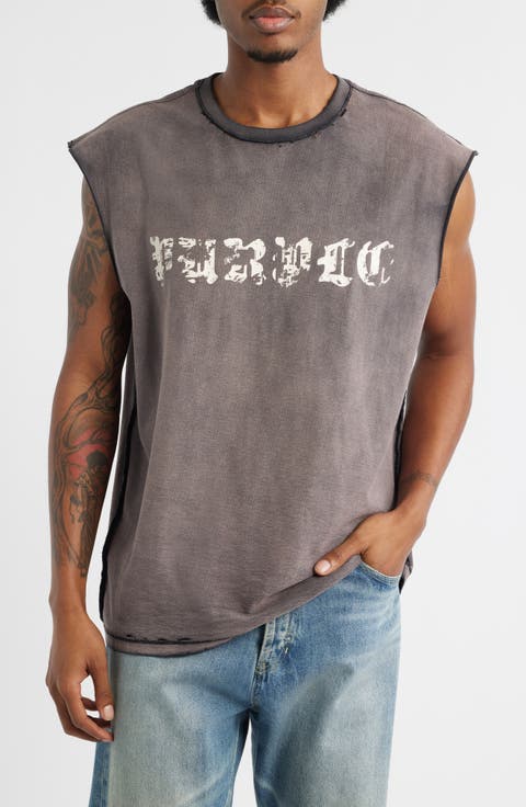 Sleeveless Cotton Graphic T-Shirt