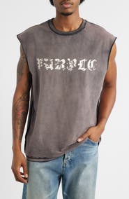 PURPLE BRAND Sleeveless Cotton Graphic T-Shirt