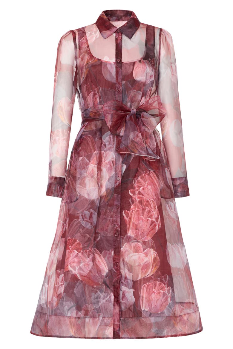Suzie Floral Long Sleeve Midi Dress, Alternate, color, RED MULTI