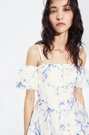 H&M Linen-blend open-shoulder dress