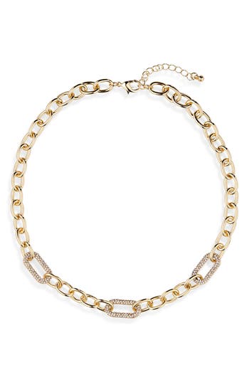 Nordstrom Rack Chunky Link Pavé Cz Necklace In Gold