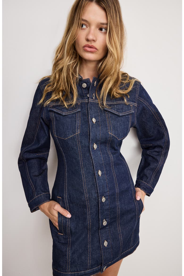 Long Sleeve Denim Minidress, Alternate, color, INDIGO982