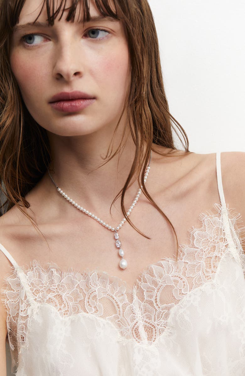 Nadri Madrid Freshwater Pearl Y-Necklace, Alternate, color, Gold