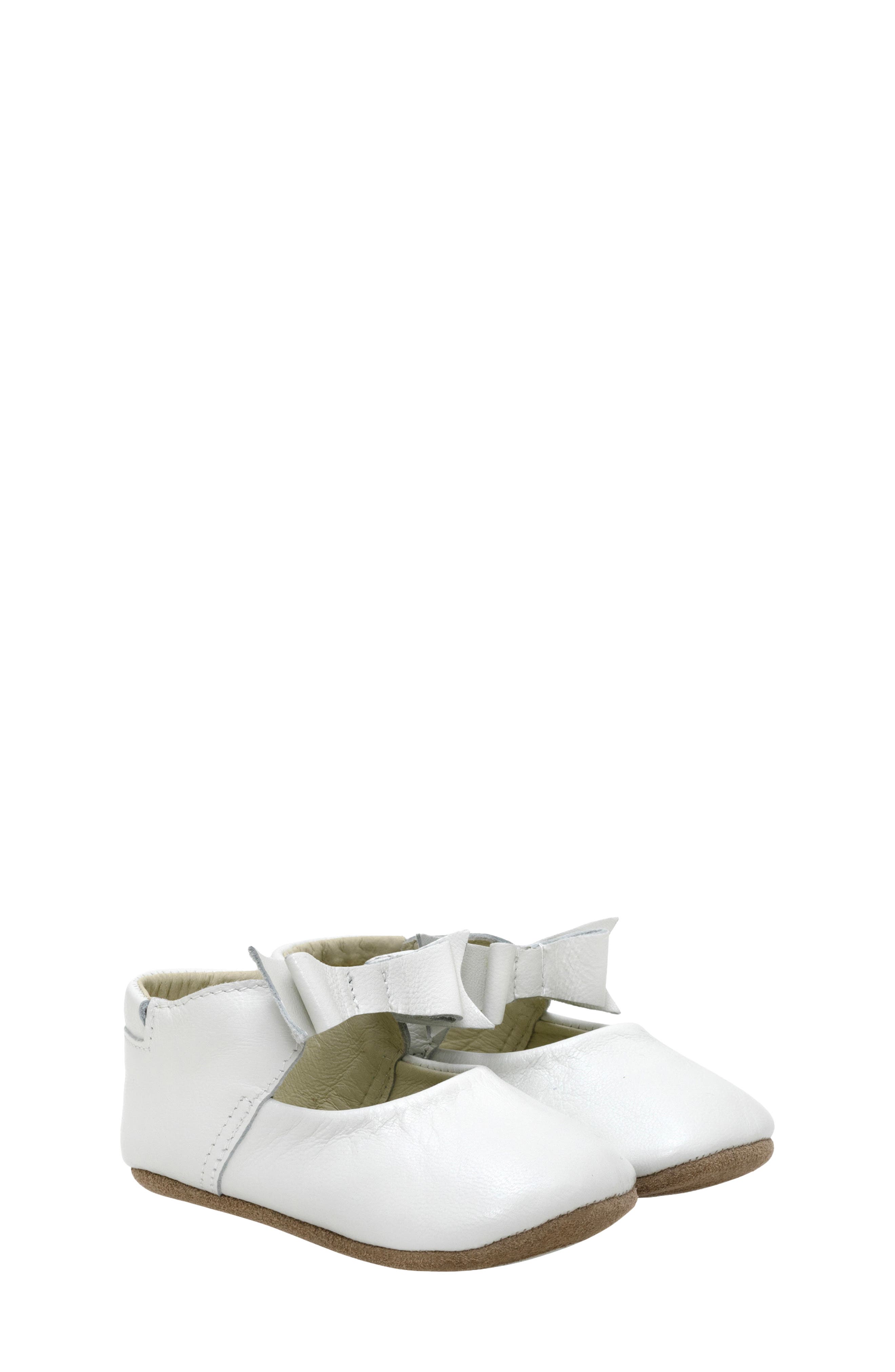 Sofia Bow Mary Jane Crib Shoe, Main, color, WHITE
