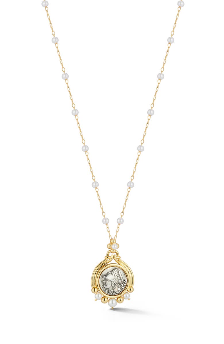 CHLOE AND MADISON Embossed Antique Coin Pendant Necklace, Main, color, 