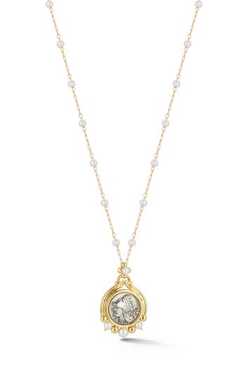 CHLOE & MADISON CHLOE AND MADISON EMBOSSED ANTIQUE COIN PENDANT NECKLACE