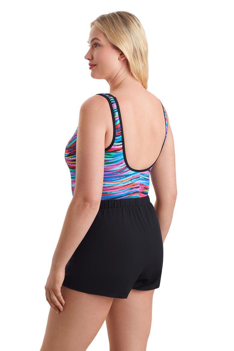 Binded Scoopneck Runaround Chlorine Resistant One-Piece Swimsuit, Alternate, color, Tidal Wave
