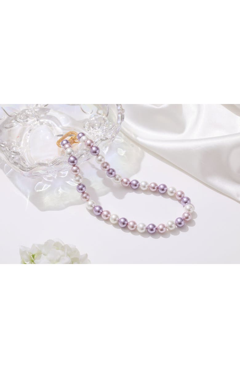 Classicharms Shell Pearl Necklace with Gem-Encrusted Carabiner Lock, Alternate, color, Purple