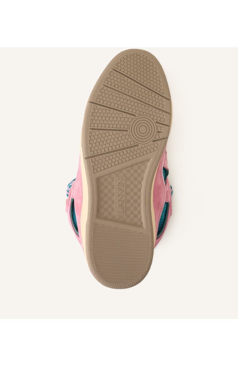 Lanvin CURB LEATHER SNEAKERS, Alternate, color, Green/Pink