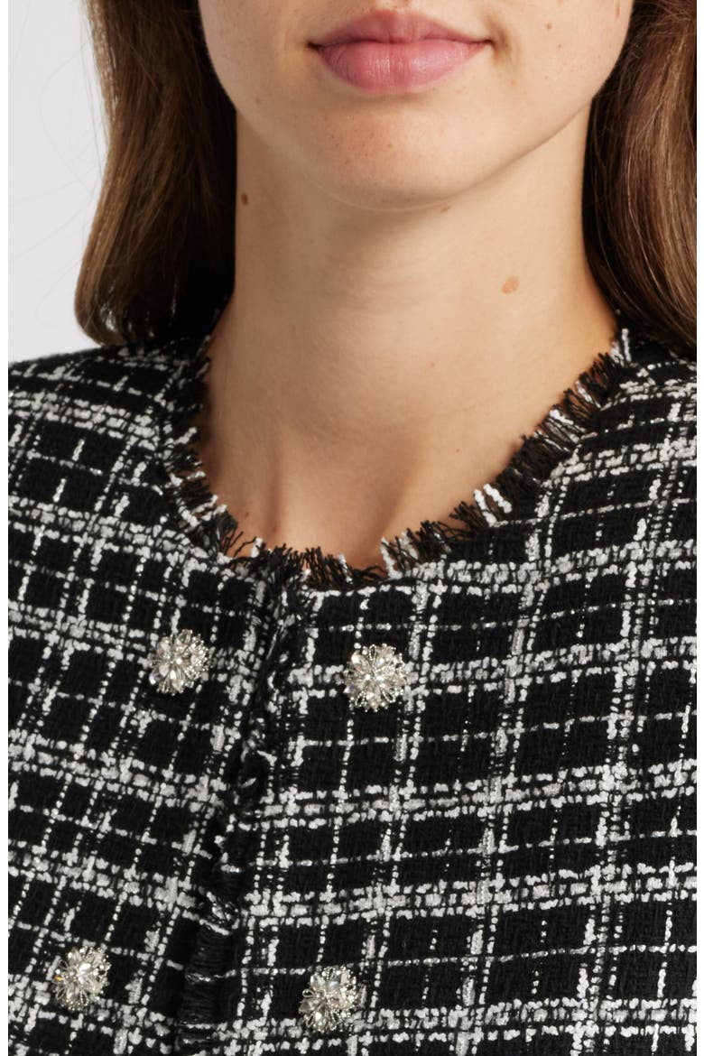 Bouclé Crop Jacket, Alternate, color, BLACK IVOR