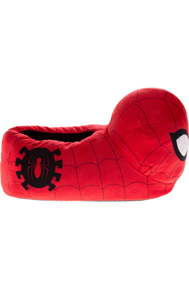 Spider-Man Marvel Spiderman Slippers Cozy, Plush, and Fun House Shoes, Alternate, color, Red
