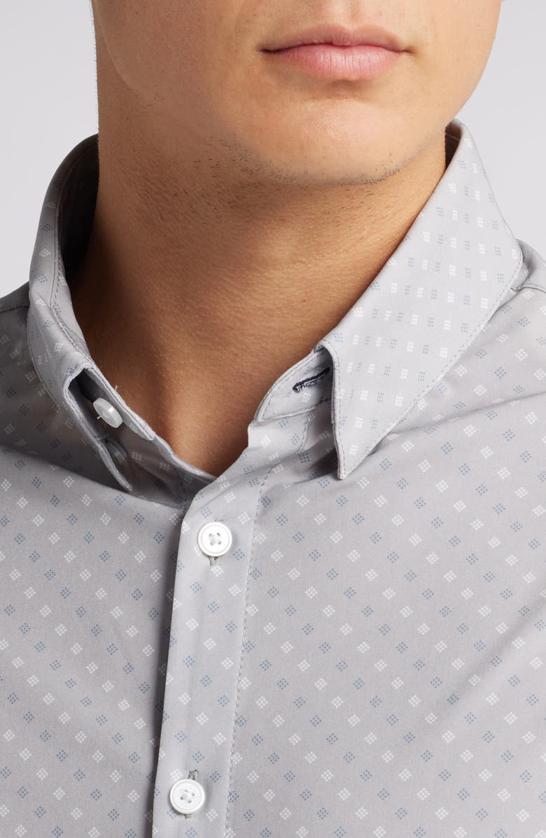 Mizzen+Main Leeward Trim Fit No Tuck Geo Print Performance Button-Up Shirt, Alternate, color, 