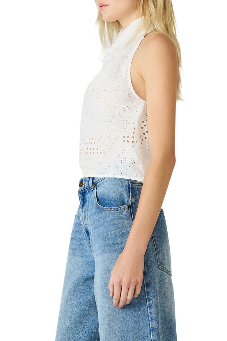 Lou Eyelet Embroidered Halter Top, Alternate, color, BIRCH WHITE