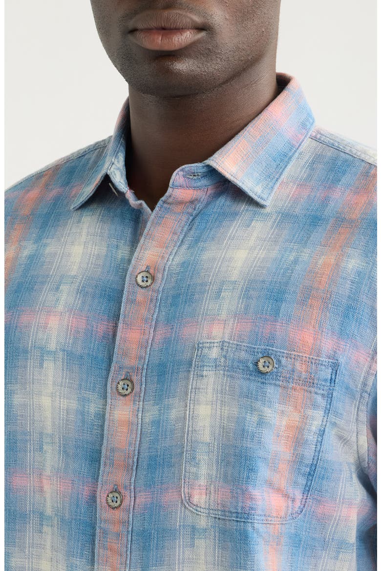 Palo Alto Plaid Cotton Button-Up Shirt, Alternate, color, LT INDIGO