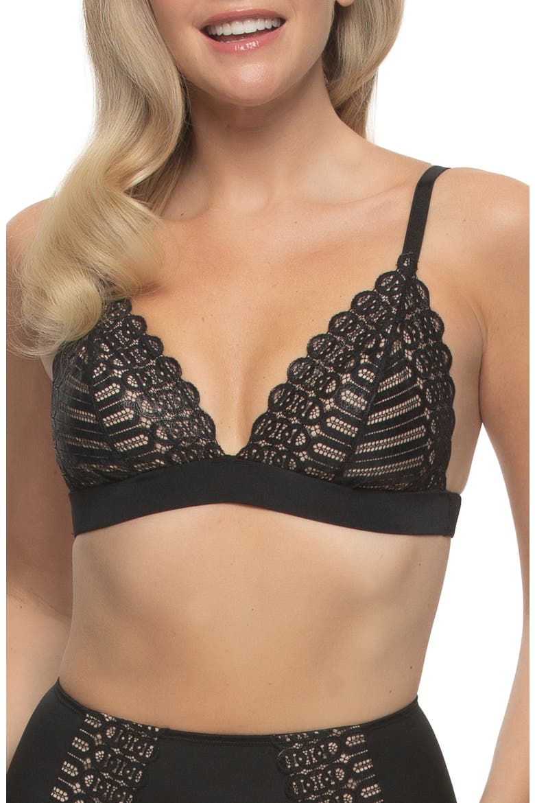 Siren Shimmer Lace Bralette, Main, color, BLACK SHIMMER