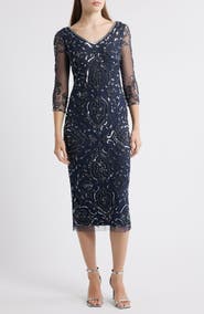 Pisarro Nights Sequin & Beaded Cocktail Sheath Dress