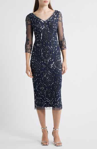 Pisarro Nights Sequin & Beaded Cocktail Sheath Dress