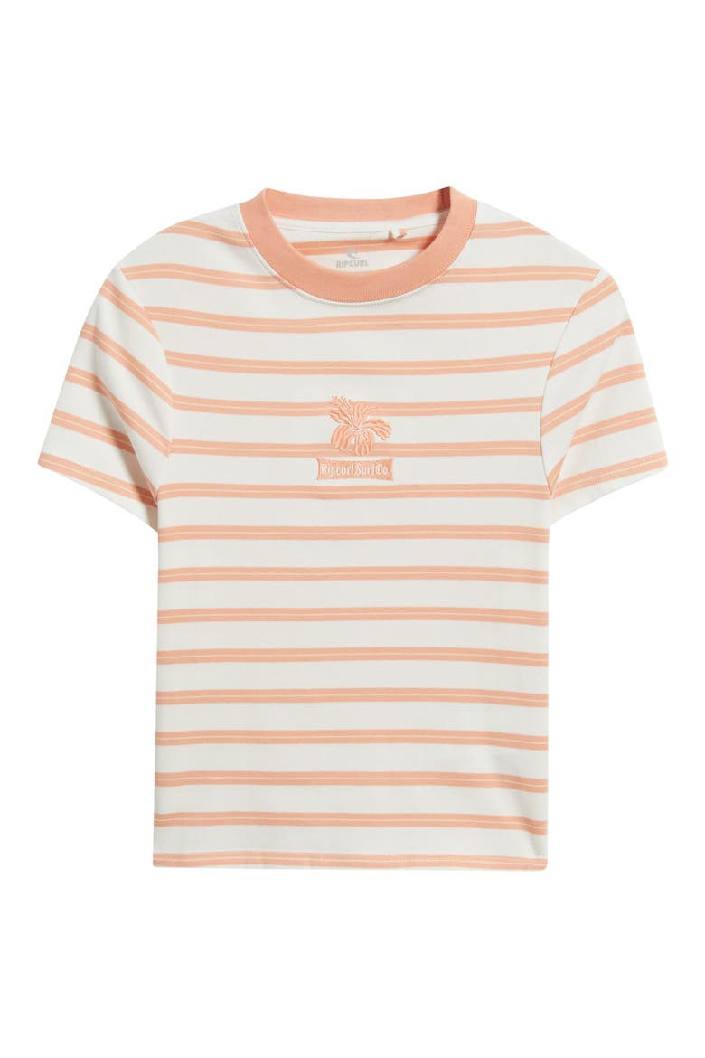 Stripe Embroidered Fitted T-Shirt, Alternate, color, PAPAYA STRIPE