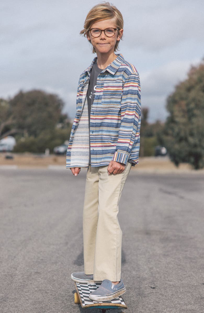 Feather 4 Arrow Kids' Sundown Stripe Cotton Flannel Button-Up Shirt, Alternate, color, Blue Multi