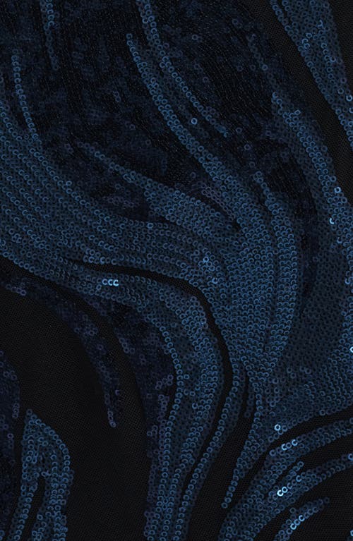 Vince Camuto Sequin Wave Off The Shoulder Gown In Blue