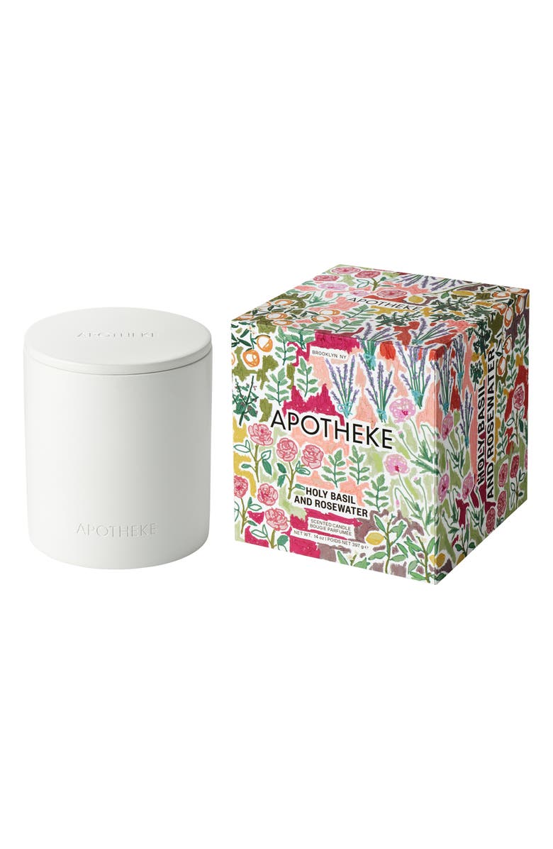 APOTHEKE Holy Basil & Rosewater 2-Wick Concrete Candle, Main, color, 