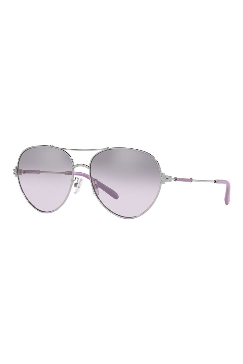 58mm Gradient Mirrored Pilot Sunglasses, Alternate, color, VIOLET