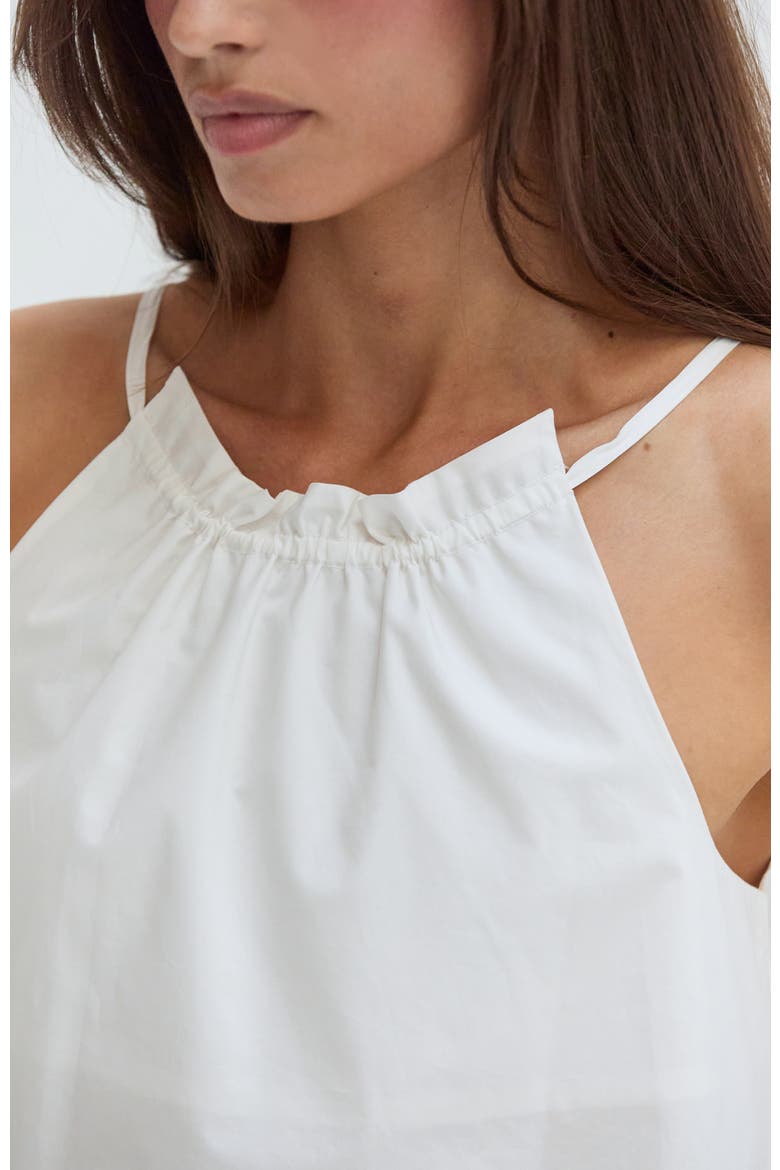 Poplin Lattice Trim Halter Top, Alternate, color, White