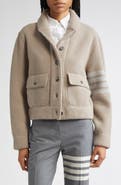Thom Browne 4-Bar Rib Stitch Wool Blend Bomber Jacket