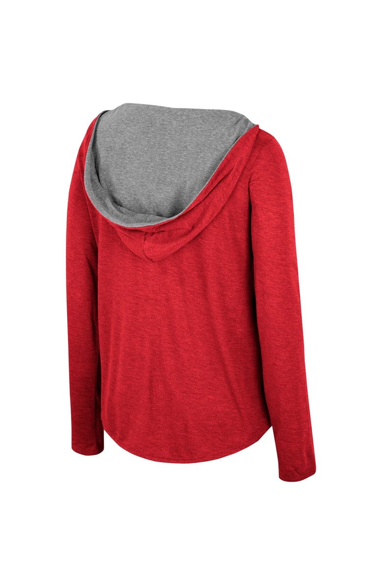 COLOSSEUM Women's Colosseum Scarlet Nebraska Huskers Distressed Heather Long Sleeve Hoodie T-Shirt, Alternate, color,