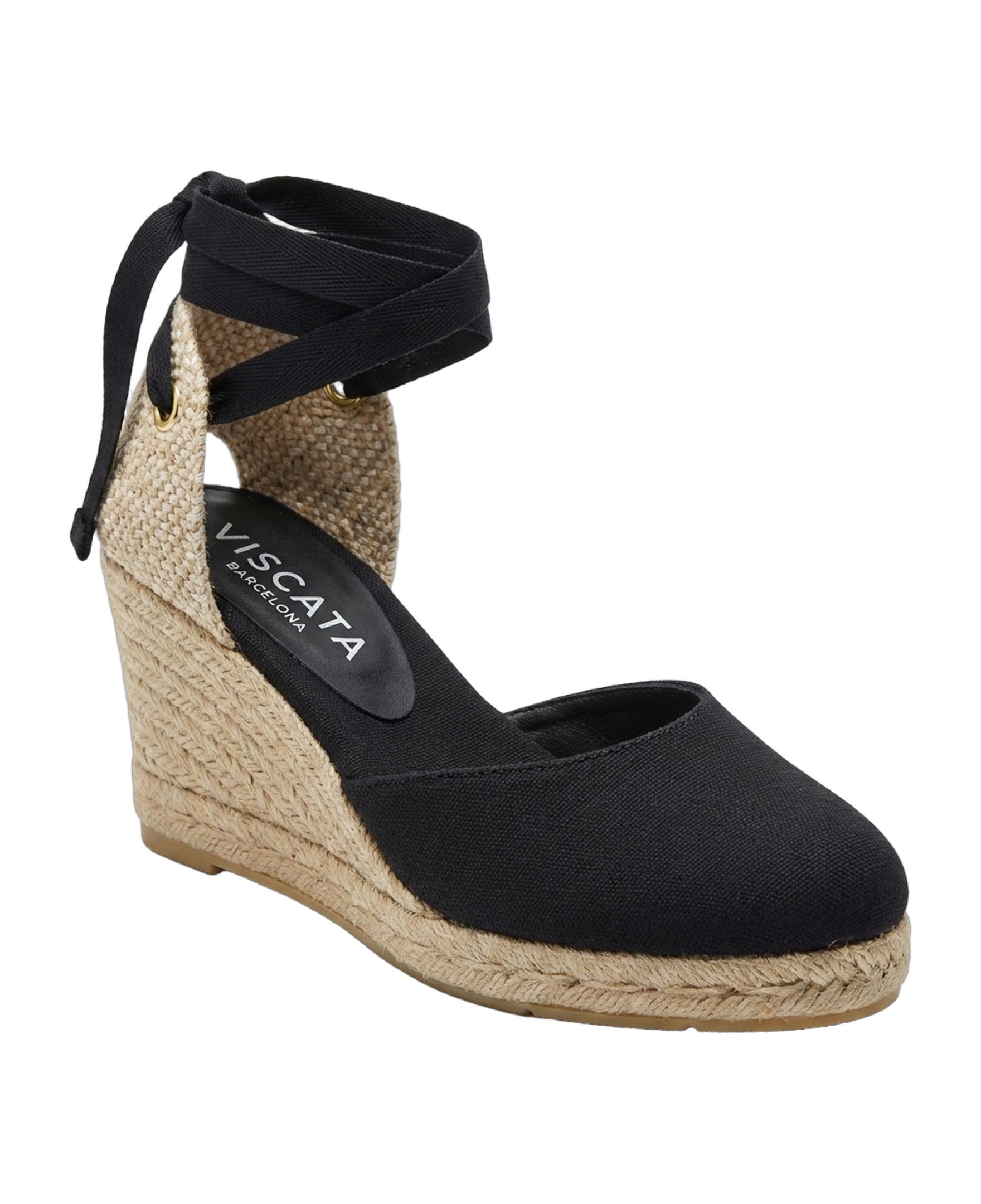 VISCATA Sagaro Canvas Espadrille Wedges, Alternate, color, Black