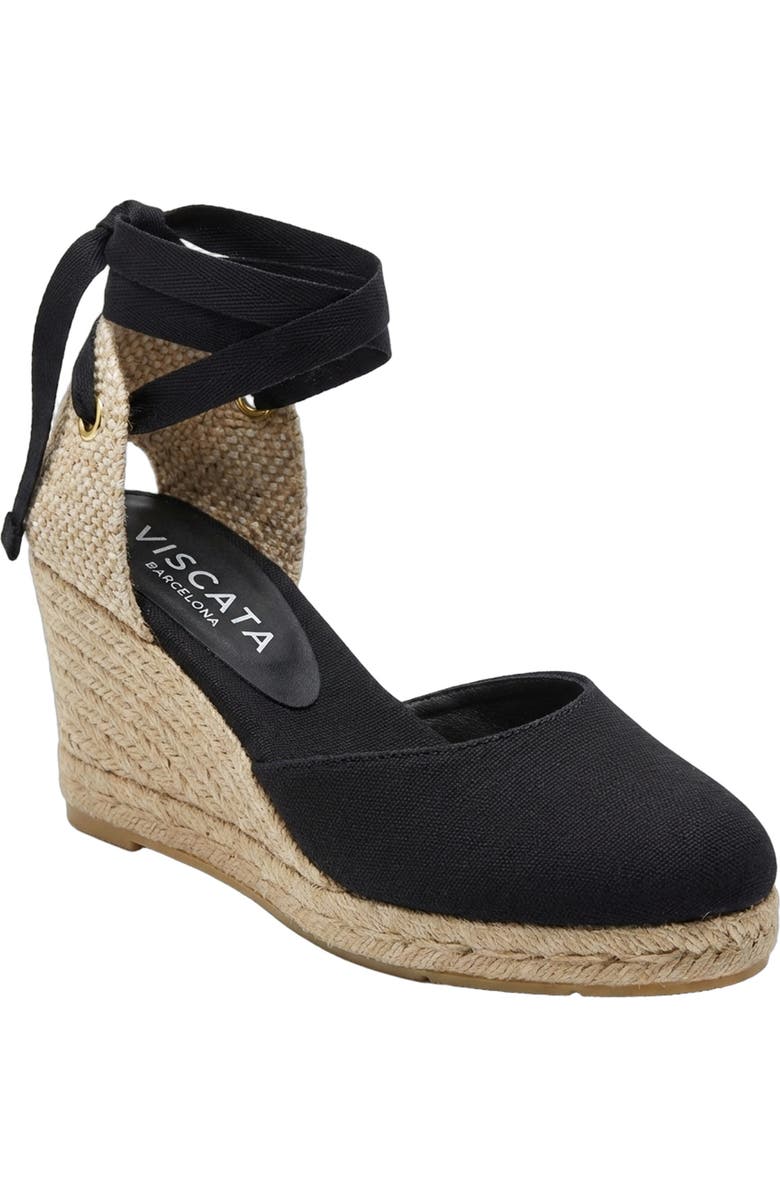 VISCATA Sagaro Canvas Espadrille Wedges, Alternate, color, Black