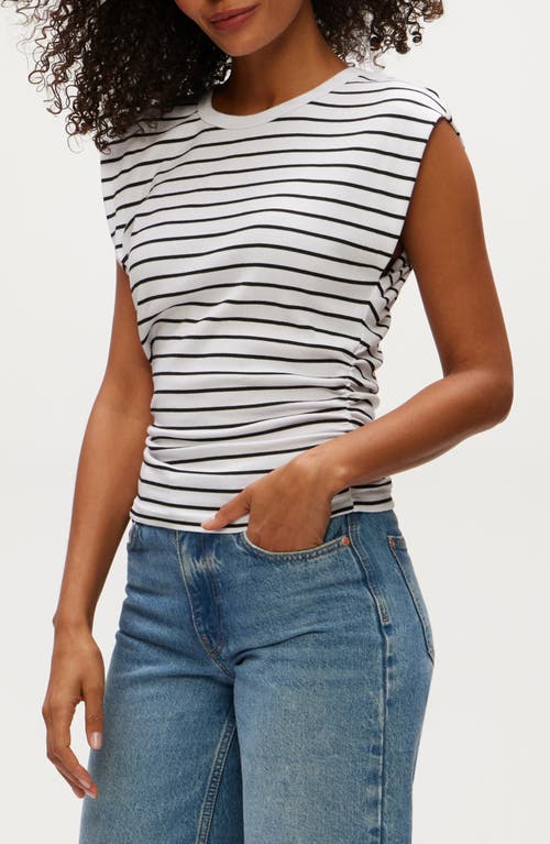 Michael Stars Joni Crewneck Power Shoulder T-shirt In Multi