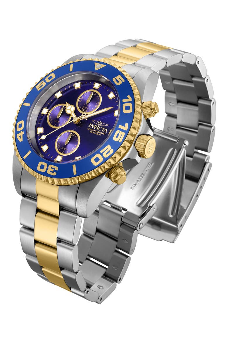 Pro Diver Chronograph Bracelet Watch, 43mm, Alternate, color, BLUE/ TWO TONE