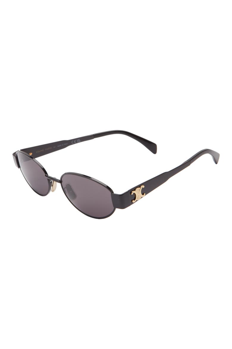 Triomphe 54mm Oval Sunglasses, Alternate, color, SHINY BLACK / SMOKE