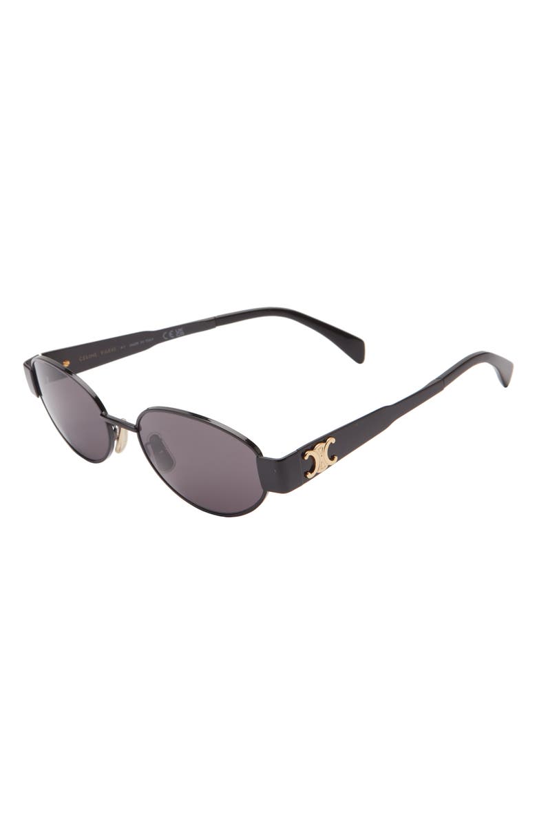 CELINE Triomphe 54mm Oval Sunglasses, Alternate, color, Shiny Black / Smoke