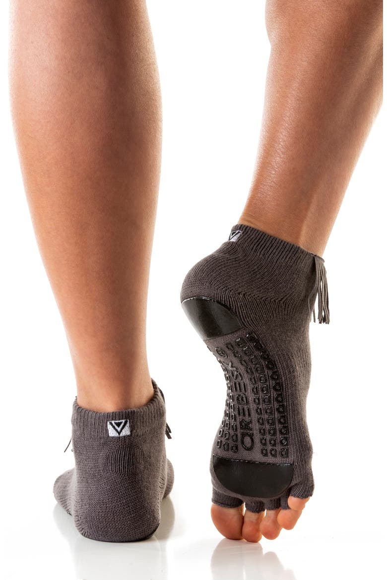 Assorted 2-Pack Fringe Open Toe Grip Socks, Alternate, color, BLACK - GRAY