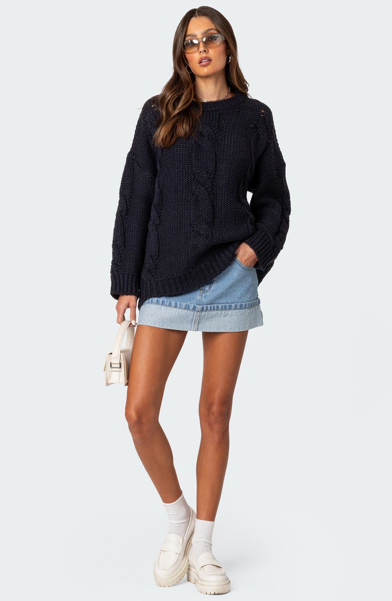 EDIKTED Aline Cable Stitch Oversized Sweater, Alternate, color,