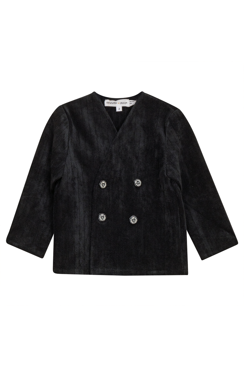 Striped Velour Double Breasted Jacket, Main, color, Black
