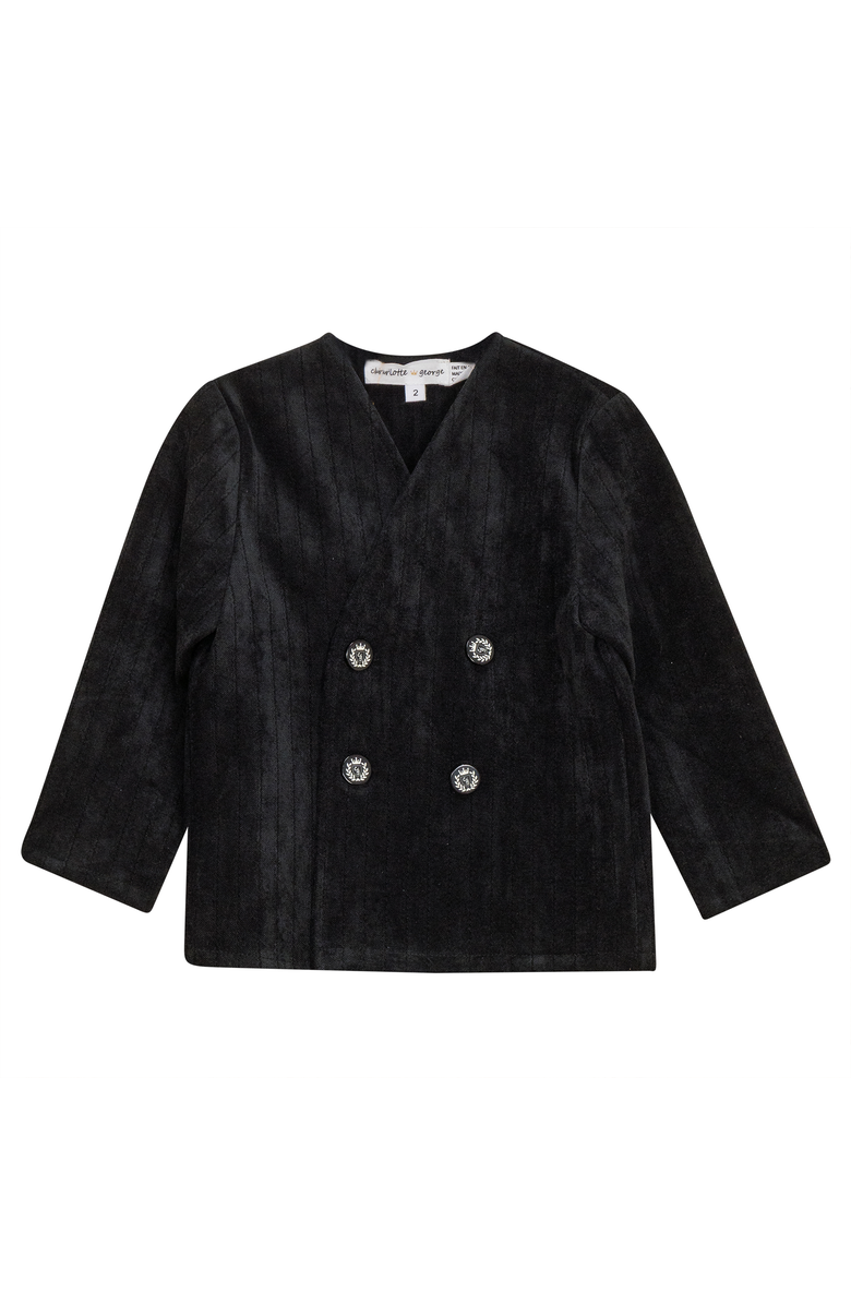 Charlotte & George Striped Velour Double Breasted Jacket, Main, color, Black