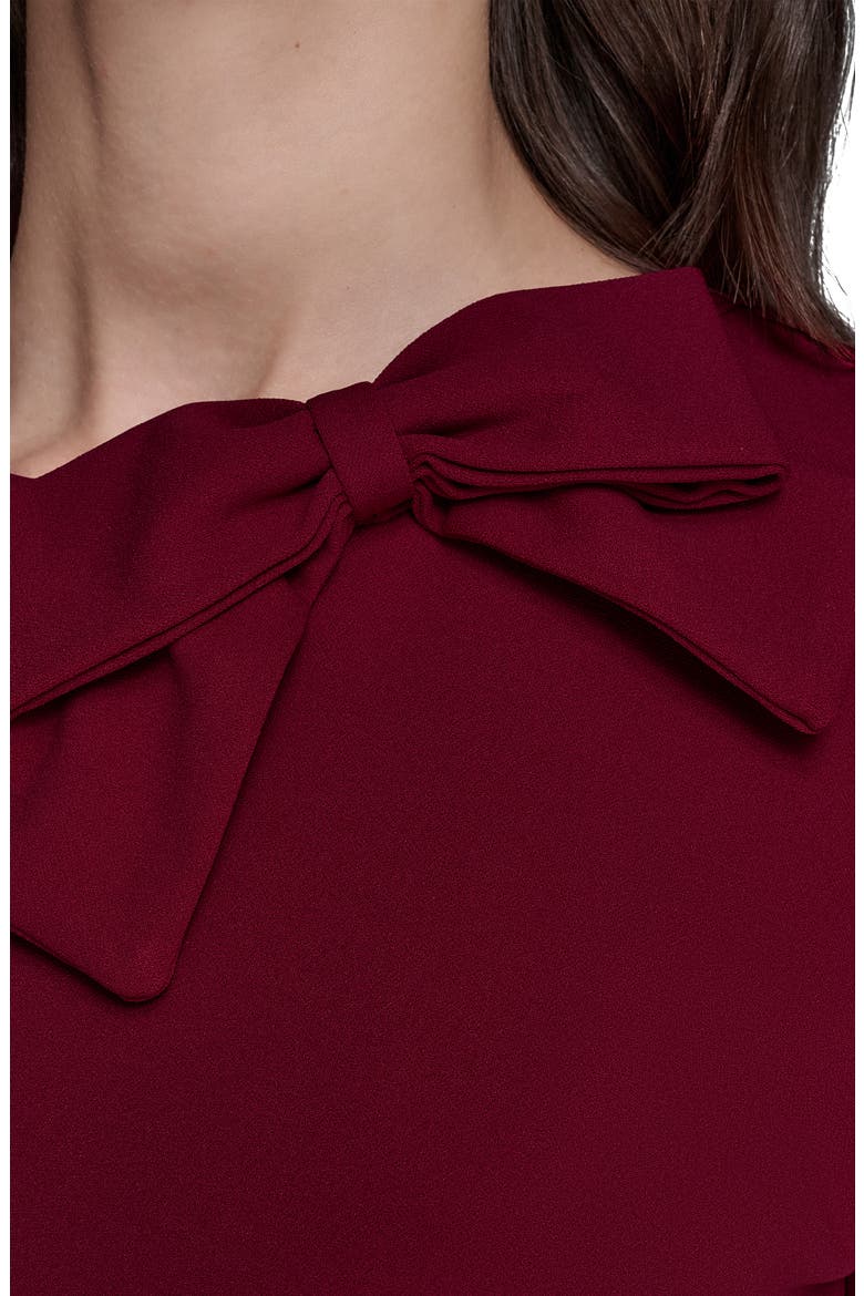 Bow Accent Scuba Crepe Sheath Dress, Alternate, color, PORT