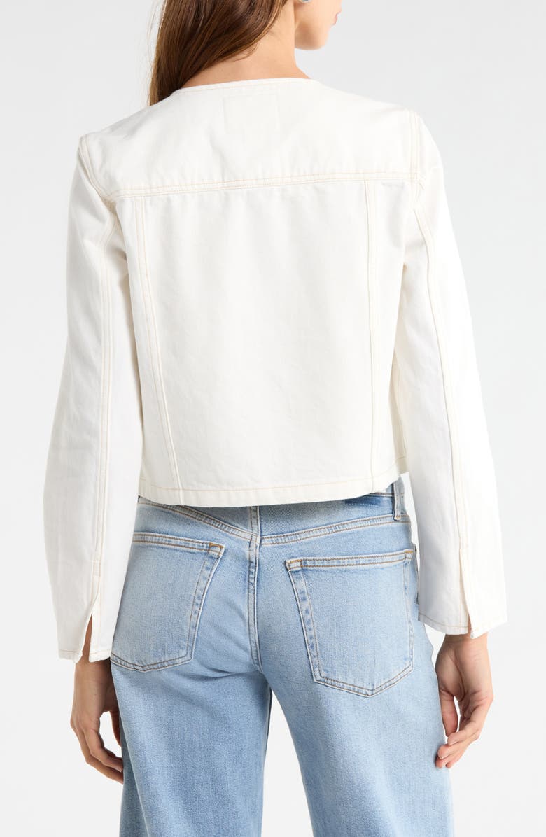 PAIGE Dean Collarless Denim Jacket, Alternate, color, Toasted Ecru